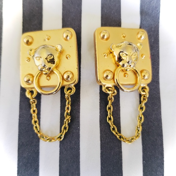 Vintage Jewelry - Vintage Gold Jaguar Earrings